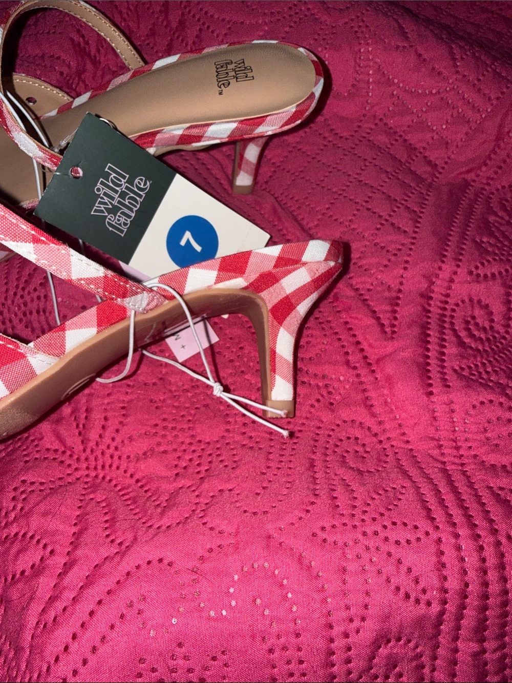 wild fable Red and White Gingham Pointed Slingback Flats - Picture 3 of 3